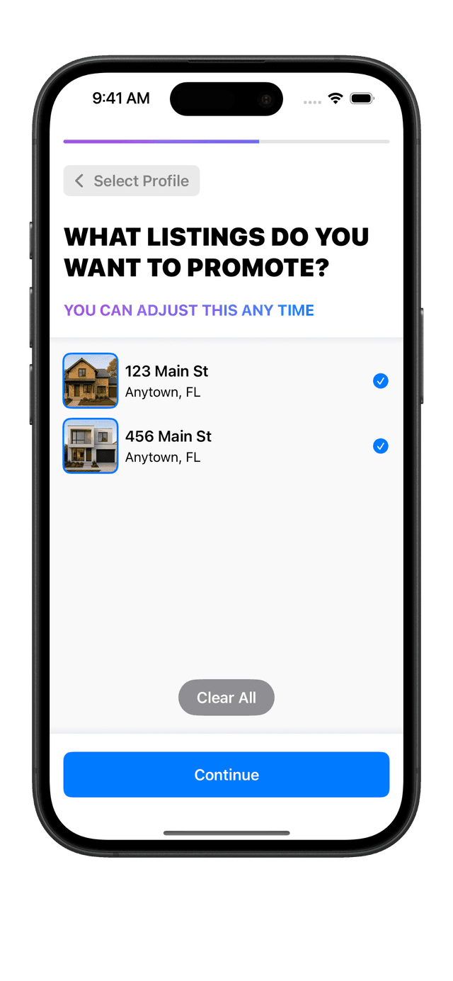 Select Listings to promote